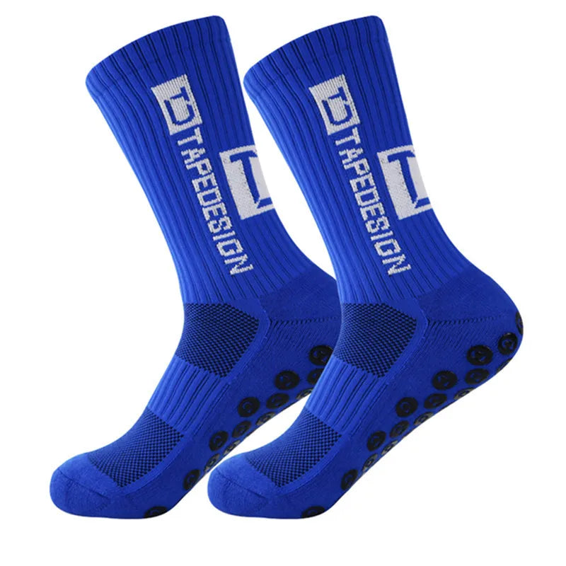 Football socks men's mid length striped anti slip and wear-resistant sports socks