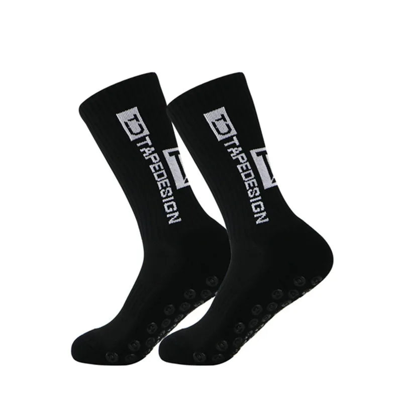 Football socks men's mid length striped anti slip and wear-resistant sports socks
