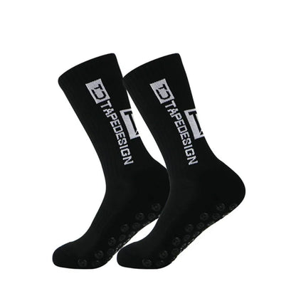 Football socks men's mid length striped anti slip and wear-resistant sports socks