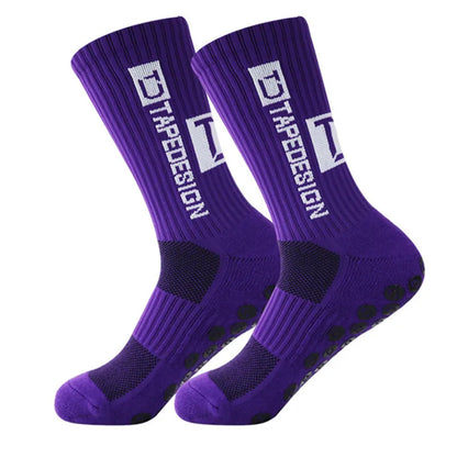 Football socks men's mid length striped anti slip and wear-resistant sports socks