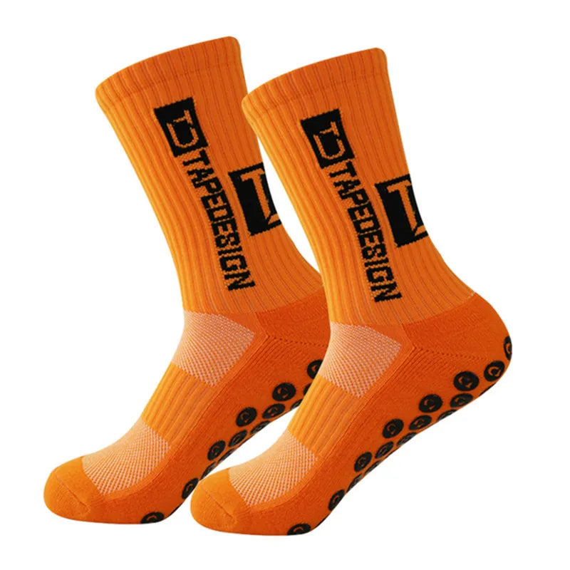 Football socks men's mid length striped anti slip and wear-resistant sports socks