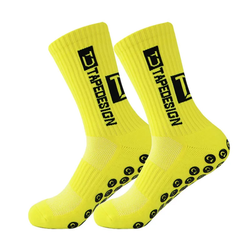 Football socks men's mid length striped anti slip and wear-resistant sports socks
